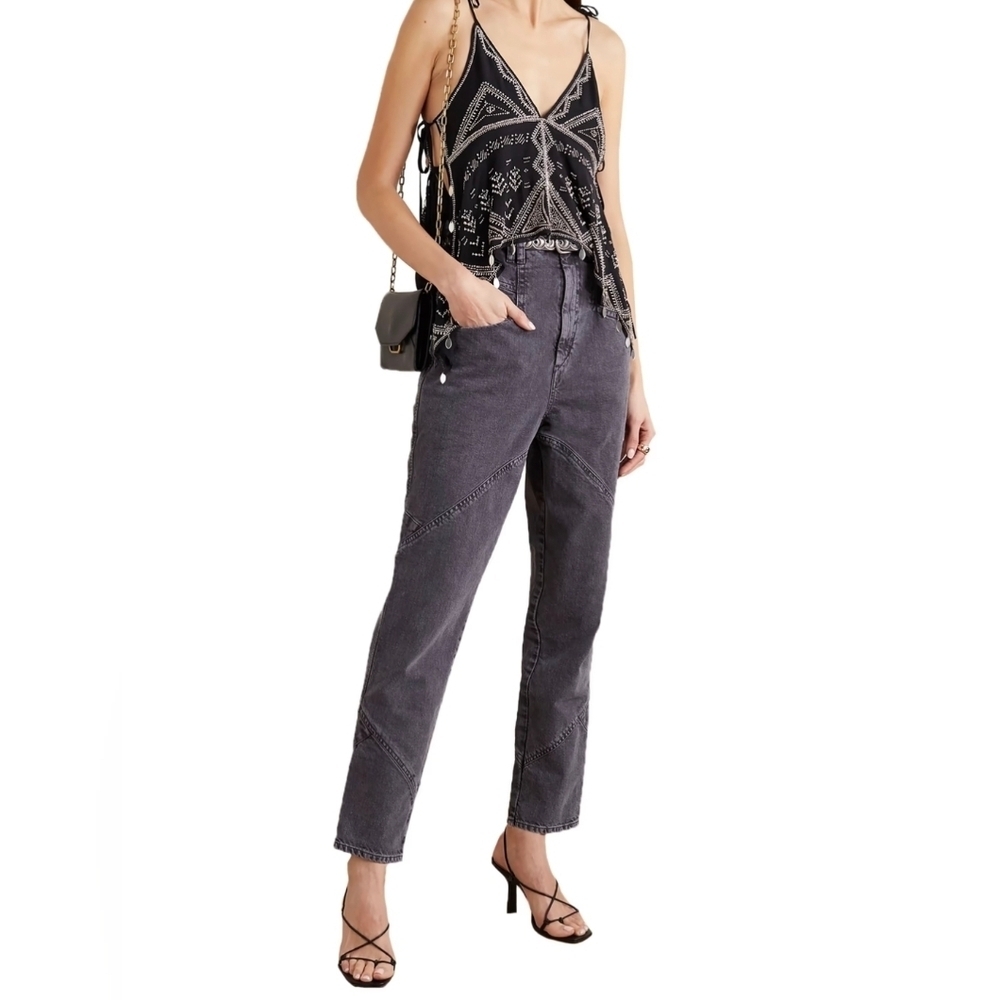 Isabel Marant Eloisa Trousers In Faded Night Acid Wash Boyfriend Fit Denim 38
